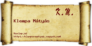 Klempa Mátyás névjegykártya