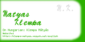 matyas klempa business card